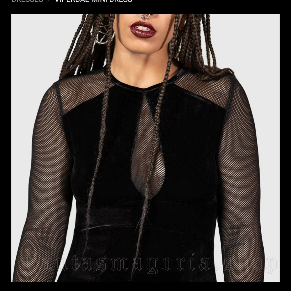 Killstar VIPERDAE Black Mesh Mini Dress
